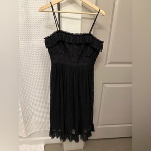 J. Crew Ruffle Tulle Midi Dress in Black